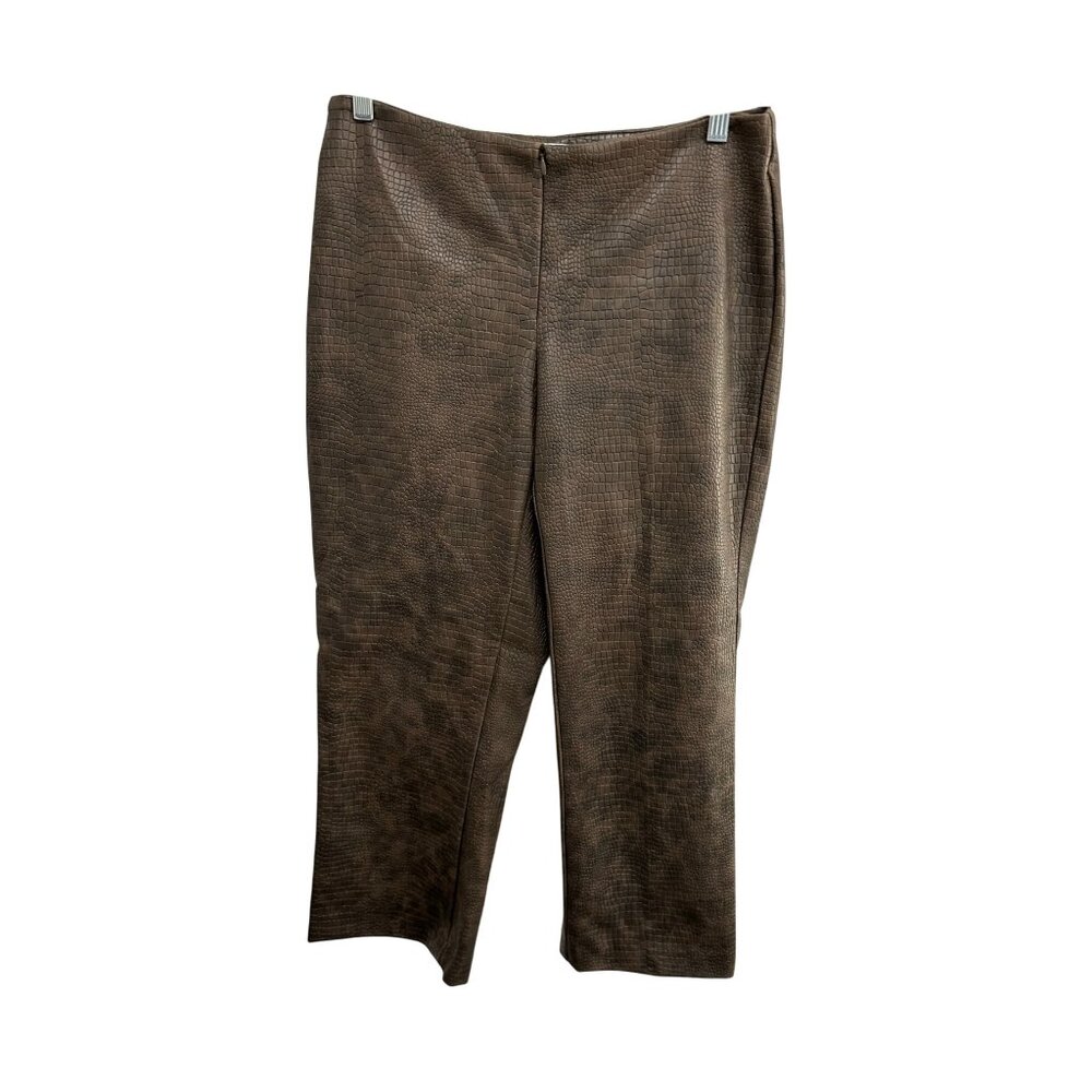 Vintage 90s Brown Crocodile Print Faux Leather Pants By View Moda Italiana Sz 8